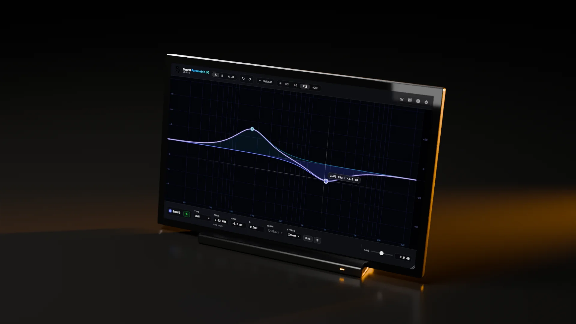 Secret Parametric EQ als Studio-Hardware mit seiner echten Oberfläche